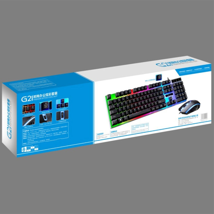 ZGB G21 1600 DPI profesional con cable retroiluminación colorida sensación mecánica teclado de suspensión + Kit de ratón óptico para ordenador portátil, PC