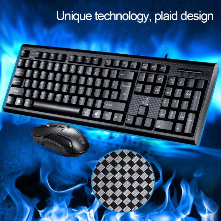 Chasing Leopard Q9 1600 DPI Teclado de oficina para juegos con textura de rejilla con cable profesional + kit de mouse óptico