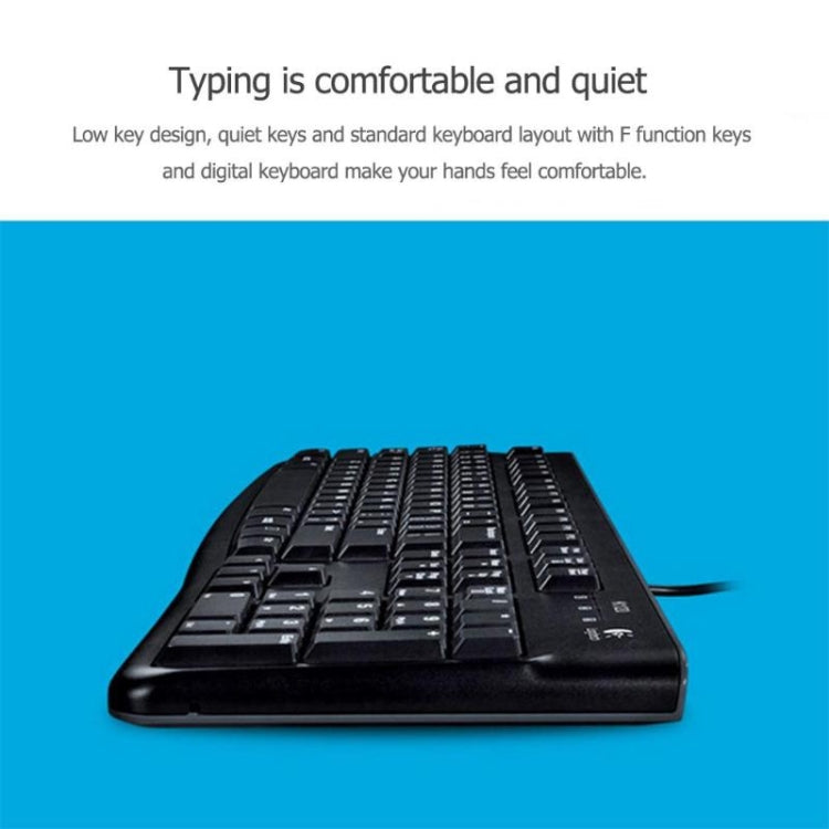 Logitech K120 Teclado USB resistente al agua con cable para computadoras de escritorio / portátiles, Logitech K120