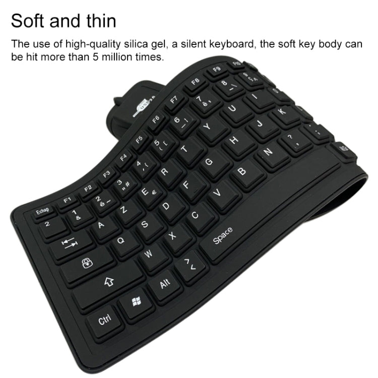 Teclado impermeable de silicona con cable USB francés de 103 teclas, teclado para computadora portátil de escritorio, longitud del cable: 1,5 m