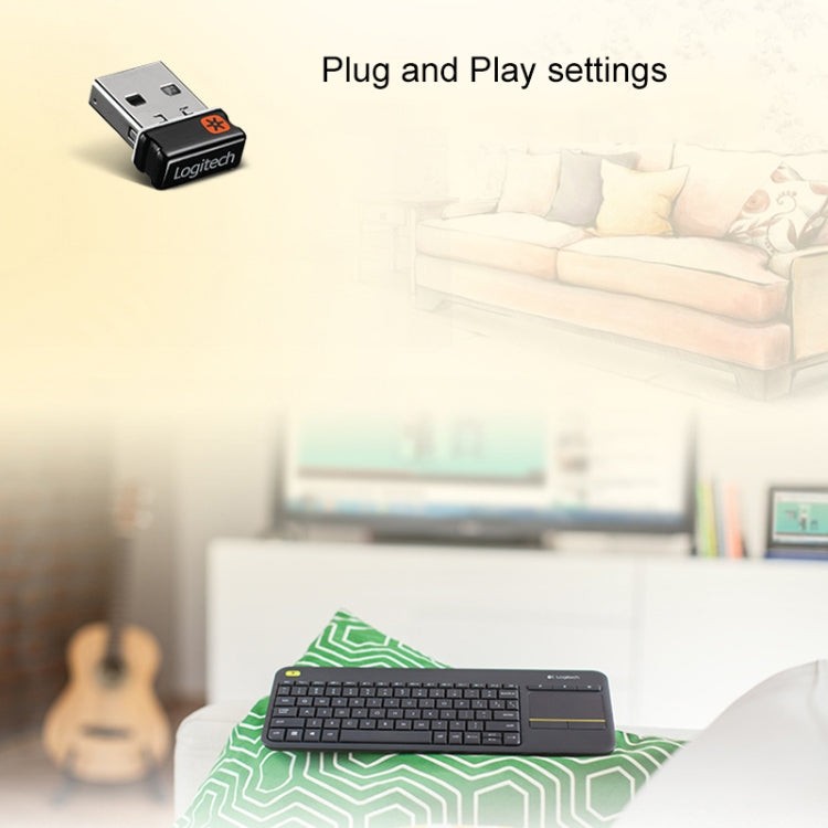 Teclado de control táctil inalámbrico Logitech K400 Plus de 2,4 GHz, alcance inalámbrico: 10 m, Logitech K400 Plus
