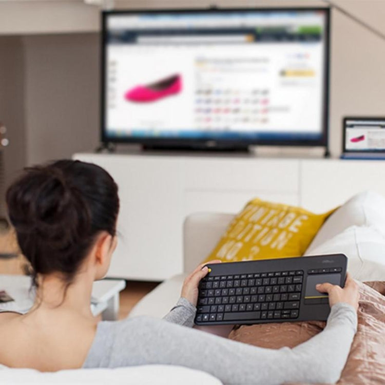 Teclado de control táctil inalámbrico Logitech K400 Plus de 2,4 GHz, alcance inalámbrico: 10 m, Logitech K400 Plus