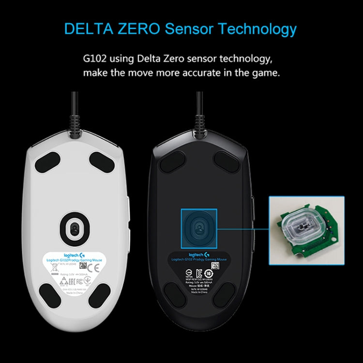 Logitech G102 Ratón óptico para juegos con cable ajustable, 6 teclas, RGB, brillante, 6000 ppp, cinco velocidades, longitud: 2 m, G102, G102 (White)