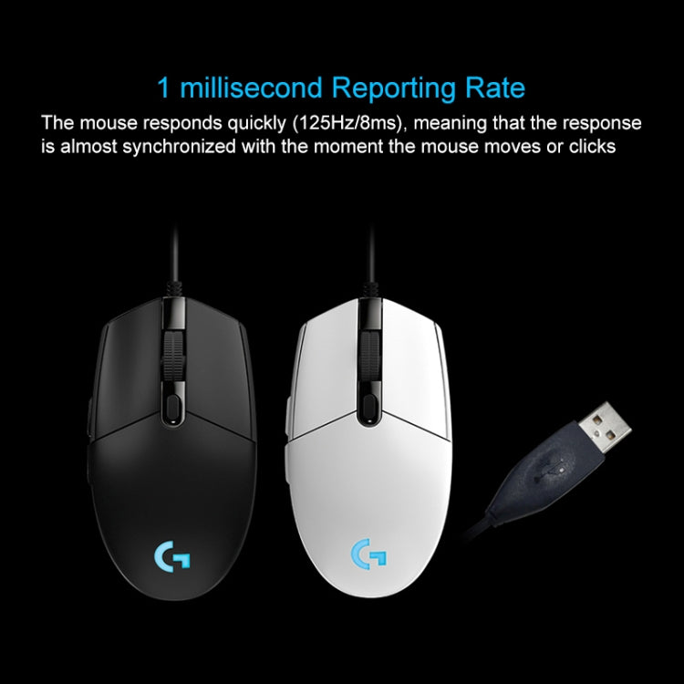 Logitech G102 Ratón óptico para juegos con cable ajustable, 6 teclas, RGB, brillante, 6000 ppp, cinco velocidades, longitud: 2 m, G102, G102 (White)