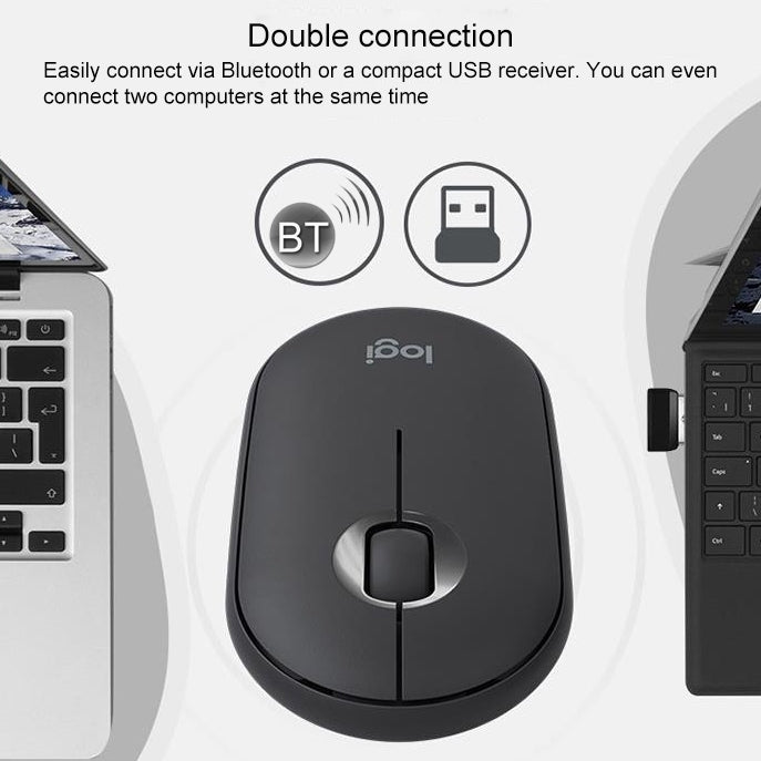 Logitech Pebble Cobblestone Shape Ratón óptico Bluetooth inalámbrico silencioso de 3 teclas, 1000 ppp, alcance inalámbrico: 10 m