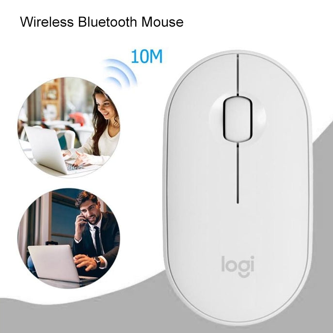 Logitech Pebble Cobblestone Shape Ratón óptico Bluetooth inalámbrico silencioso de 3 teclas, 1000 ppp, alcance inalámbrico: 10 m