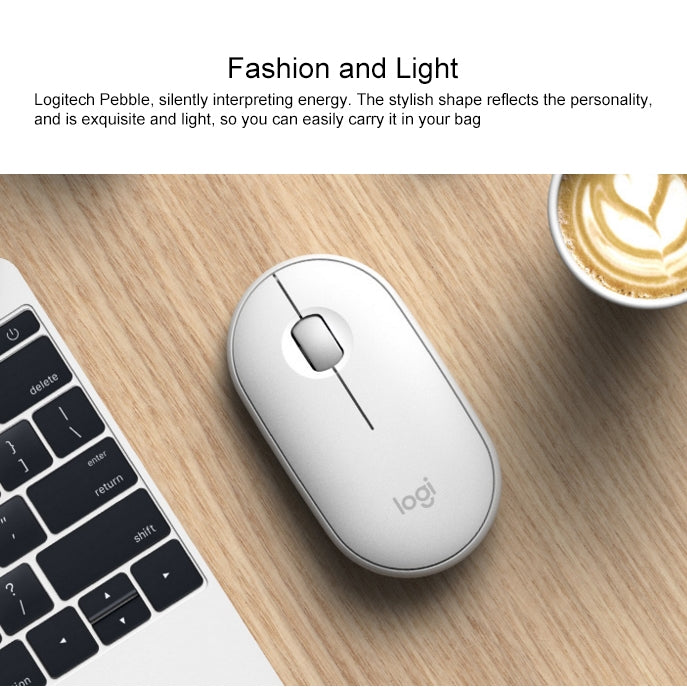 Logitech Pebble Cobblestone Shape Ratón óptico Bluetooth inalámbrico silencioso de 3 teclas, 1000 ppp, alcance inalámbrico: 10 m