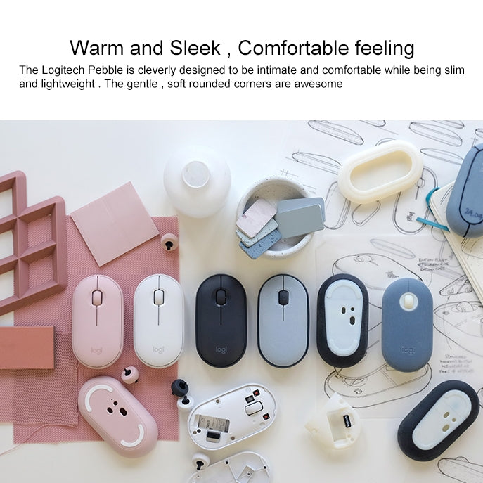 Logitech Pebble Cobblestone Shape Ratón óptico Bluetooth inalámbrico silencioso de 3 teclas, 1000 ppp, alcance inalámbrico: 10 m