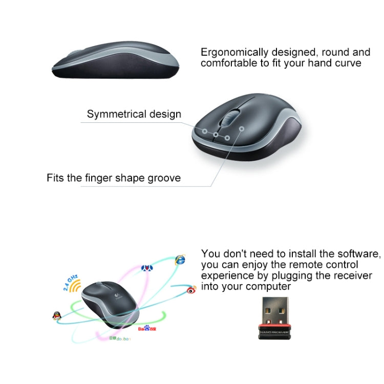 Ratón óptico inalámbrico Logitech M185 de 2,4 GHz, 3 teclas, 1000 ppp, alcance inalámbrico: 10 m
