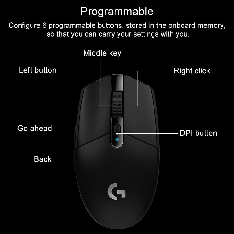Logitech G304 LIGHTSPEED 12000 DPI 6 botones programables HERO Sensor Ratón inalámbrico para juegos