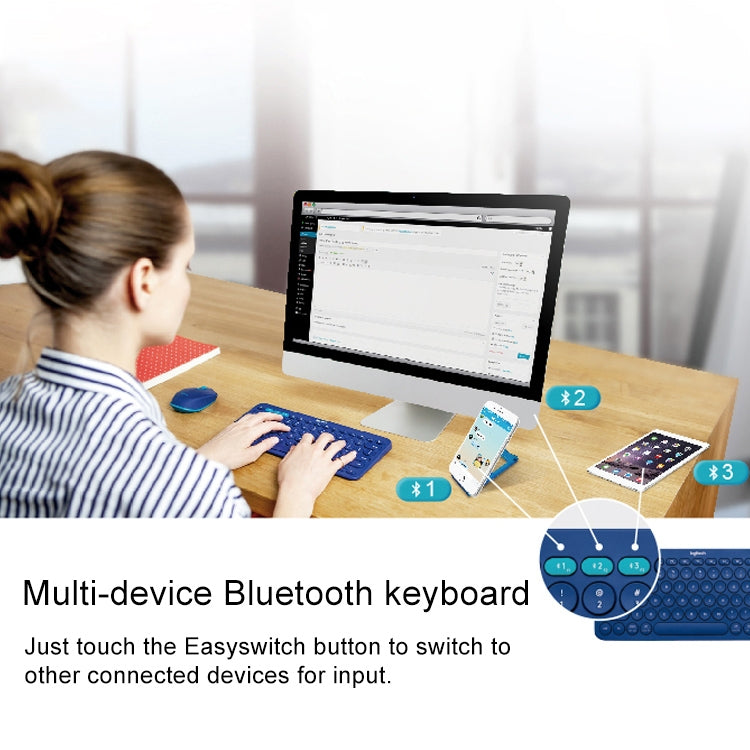 Teclado Bluetooth inalámbrico portátil multidispositivo Logitech K380, K380