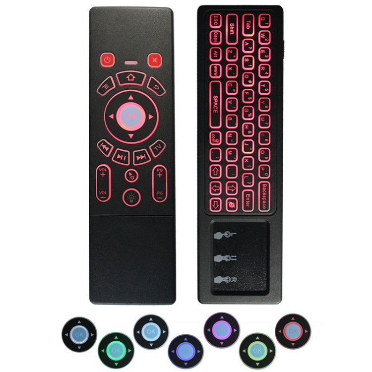 T6 Colorful Light Version Air Mouse 2.4GHz Teclado inalámbrico Control remoto con panel táctil y aprendizaje por infrarrojos para PC, Android TV Box / Smart TV, dispositivos multimedia, T6