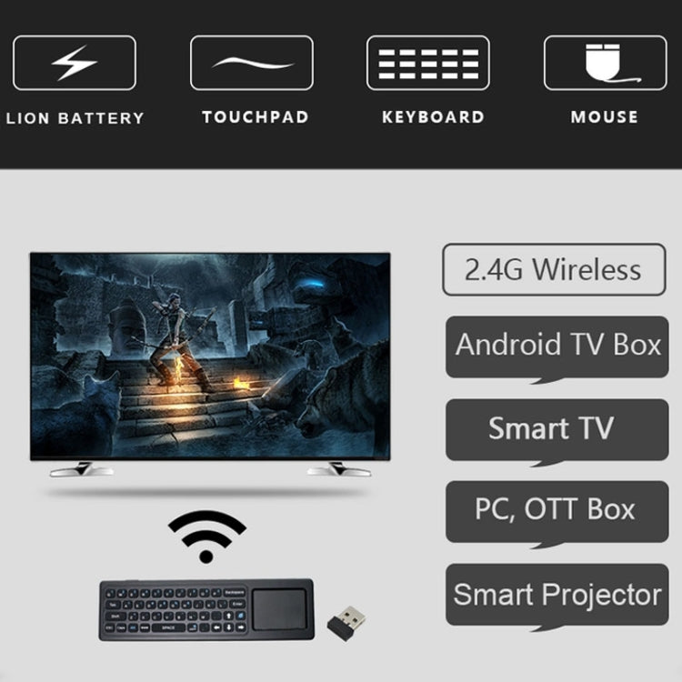T6 Colorful Light Version Air Mouse 2.4GHz Teclado inalámbrico Control remoto con panel táctil y aprendizaje por infrarrojos para PC, Android TV Box / Smart TV, dispositivos multimedia, T6