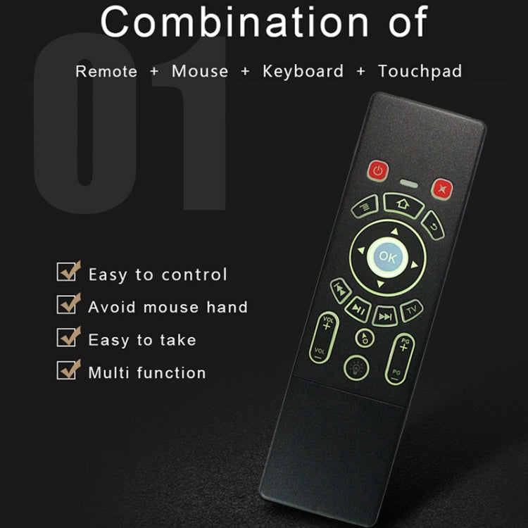 T6 Colorful Light Version Air Mouse 2.4GHz Teclado inalámbrico Control remoto con panel táctil y aprendizaje por infrarrojos para PC, Android TV Box / Smart TV, dispositivos multimedia, T6
