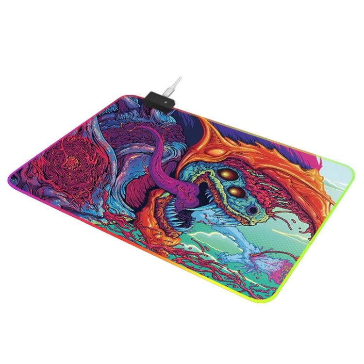 Alfombrilla de ratón iluminada con patrón de monstruo de computadora, tamaño: 35 x 25 x 0,4 cm, 35 x 25 x 0.4cm