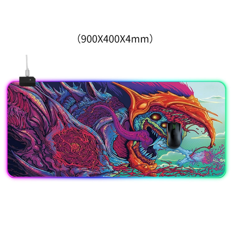 Alfombrilla de ratón iluminada con patrón de monstruo de computadora, tamaño: 90 x 40 x 0,4 cm, 90 x 40 x 0.4cm