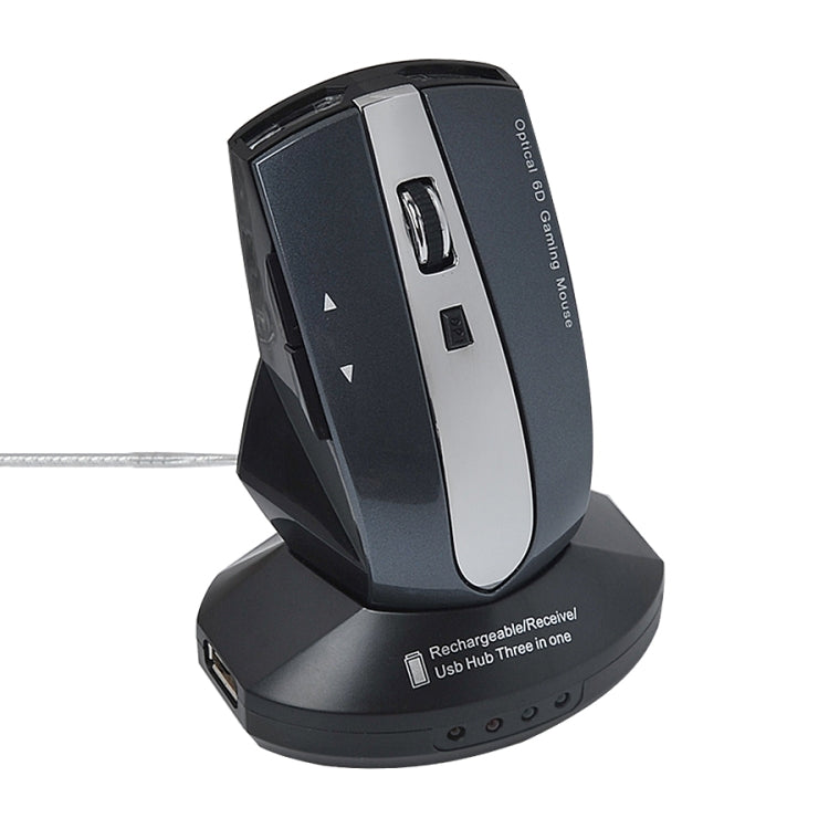 Ratón óptico recargable inalámbrico MZ-011 2,4 GHz 1600DPI con función HUB, Blue, Silver, Black, Black Silver, White + Royal Blue, Pearl White