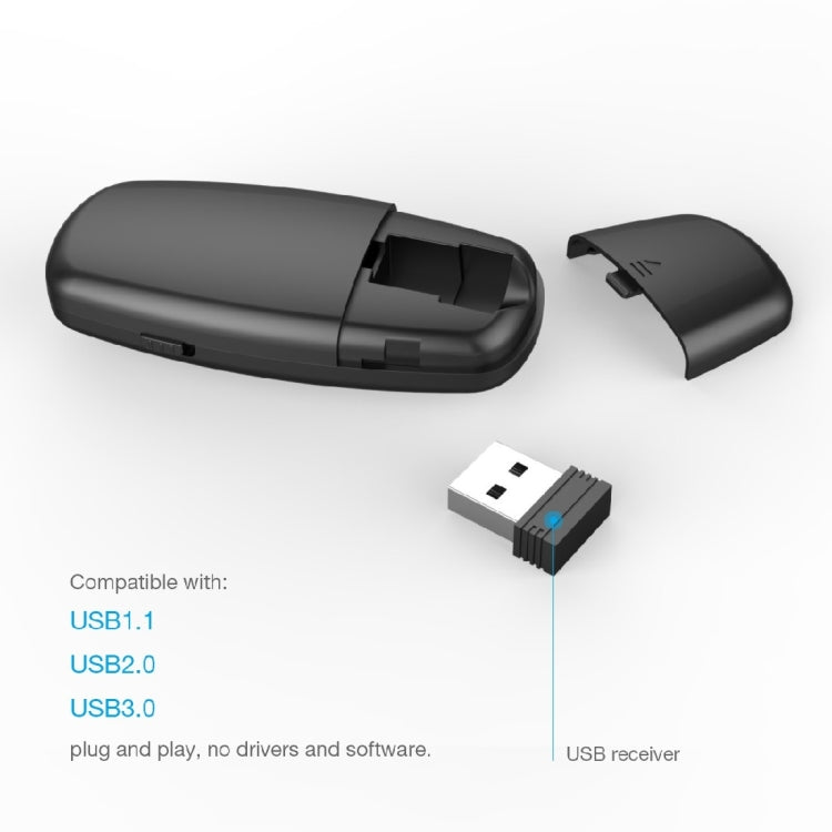 Doosl DSIT011 Mini control remoto de presentación de PowerPoint recargable de 2,4 GHz, distancia de control: 100 m (negro)