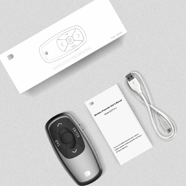 Doosl DSIT011 Mini control remoto de presentación de PowerPoint recargable de 2,4 GHz, distancia de control: 100 m (negro)