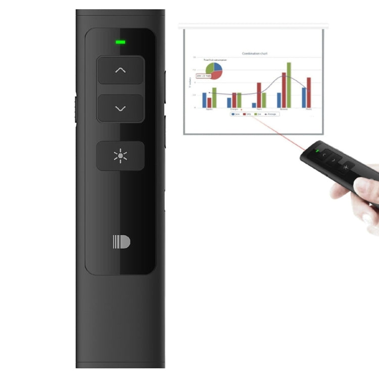 Doosl DSIT013 Puntero láser multifuncional con control remoto para presentaciones de PowerPoint recargable de 2,4 GHz para PowerPoint / Keynote / Prezi, distancia de control: 100 m