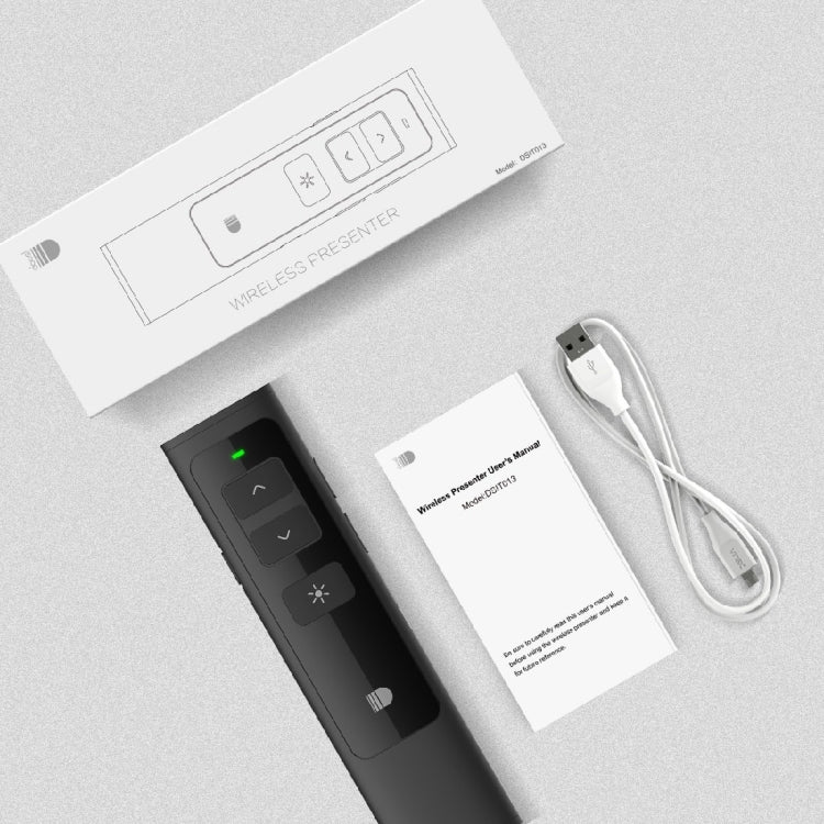 Doosl DSIT013 Puntero láser multifuncional con control remoto para presentaciones de PowerPoint recargable de 2,4 GHz para PowerPoint / Keynote / Prezi, distancia de control: 100 m
