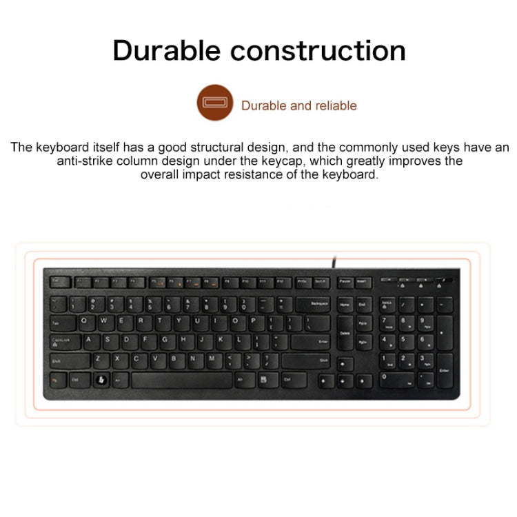Teclado con cable ultrafino simple Lenovo K5819 Office, K5819 (Black), K5819 (White)