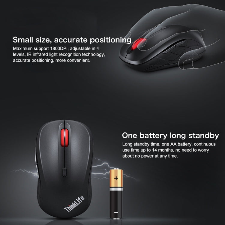 Ratón Bluetooth inalámbrico silencioso de modo dual Lenovo ThinkLife, ThinkLife
