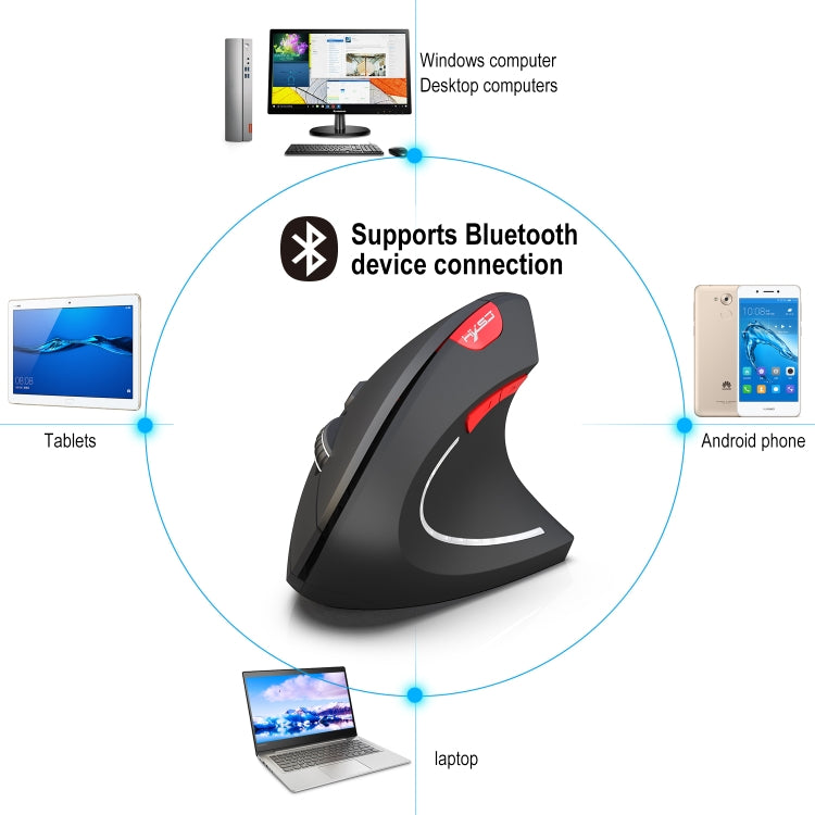 HXSJ T29 Bluetooth 3.0 Bluetooth inalámbrico 6 teclas 2400 DPI Ergonomía ajustable Ratón óptico vertical, 6 Buttons T29 Black, 6 Buttons T29 Grey