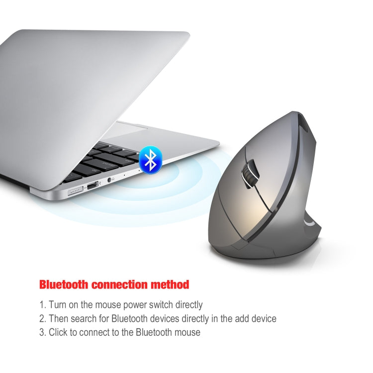 HXSJ T29 Bluetooth 3.0 Bluetooth inalámbrico 6 teclas 2400 DPI Ergonomía ajustable Ratón óptico vertical, 6 Buttons T29 Black, 6 Buttons T29 Grey