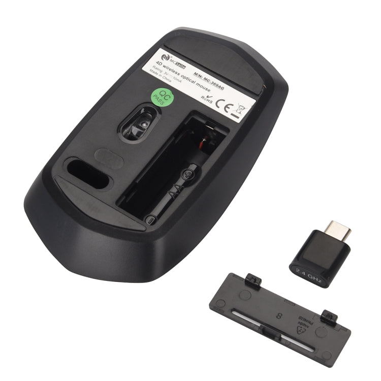 MCSaite MC-369AG USB-C / Type-C 1600DPI Ratón óptico inalámbrico de 4 botones ajustable de tres velocidades