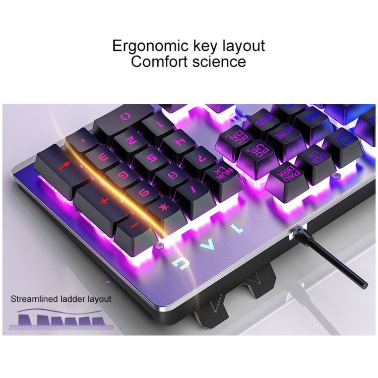 YINDIAO K002 Teclado con retroiluminación RGB con sensación mecánica con cable USB + juego de ratón óptico silencioso, RGB Backlight / Black, RGB Backlight / Silent / Black, Orange Backlight / Black, RGB Backlight / White