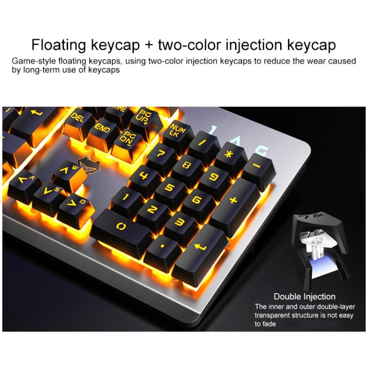 YINDIAO K002 Teclado con retroiluminación RGB con sensación mecánica con cable USB + juego de ratón óptico silencioso, RGB Backlight / Black, RGB Backlight / Silent / Black, Orange Backlight / Black, RGB Backlight / White