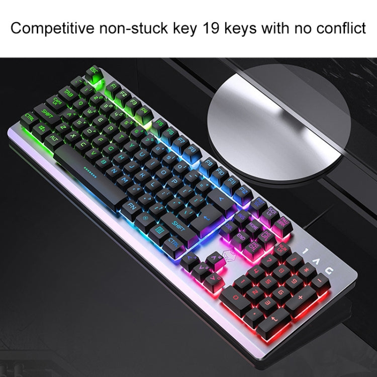 YINDIAO K002 Teclado con retroiluminación RGB con sensación mecánica con cable USB + juego de ratón óptico silencioso, RGB Backlight / Black, RGB Backlight / Silent / Black, Orange Backlight / Black, RGB Backlight / White