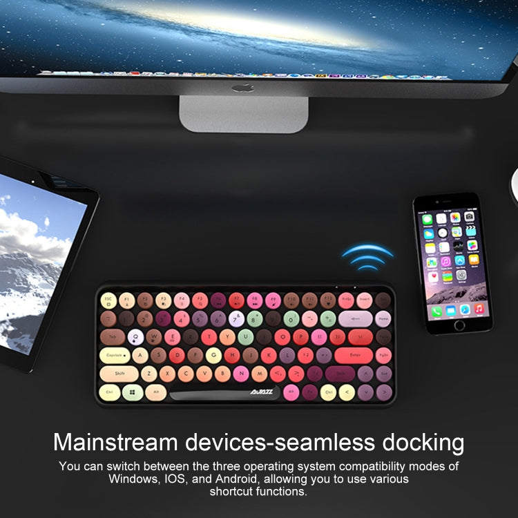 Ajazz 308I Tablet Teléfono móvil Computadora Hogar Oficina Teclado inalámbrico, Black, Pink, Green, White