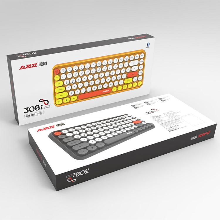 Ajazz 308I 84 teclas tableta teléfono móvil ordenador hogar oficina teclado Bluetooth, Grey, Yellow