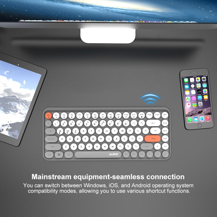 Ajazz 308I 84 teclas tableta teléfono móvil ordenador hogar oficina teclado Bluetooth, Grey, Yellow