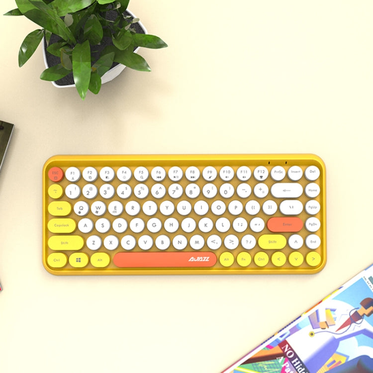 Ajazz 308I 84 teclas tableta teléfono móvil ordenador hogar oficina teclado Bluetooth, Grey, Yellow