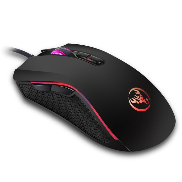 HXSJ A869 Juego con cable brillante colorido 7 teclas 3200 DPI Ratón óptico ergonómico ajustable, A869