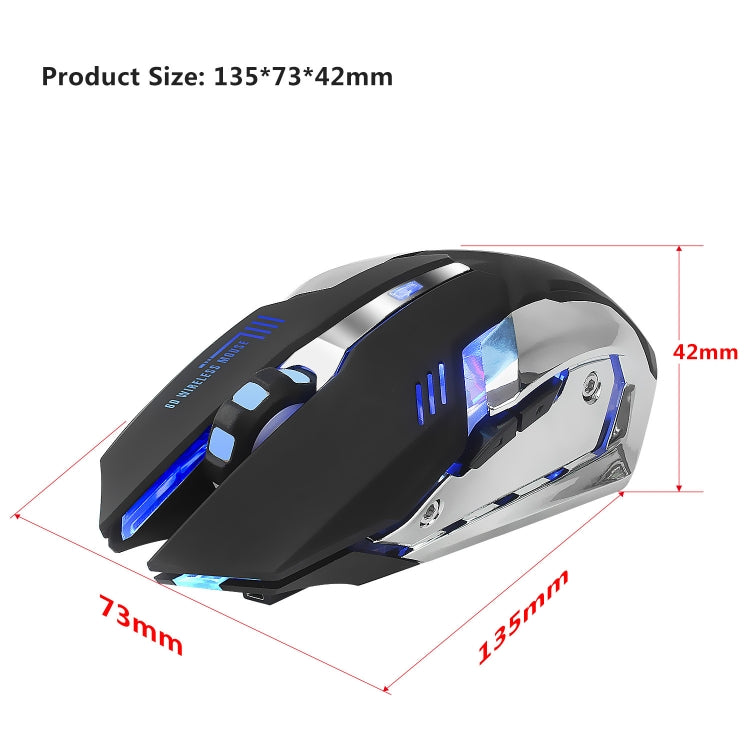 HXSJ M10 2,4 GHz 6 teclas USB recargable iluminación colorida ergonómico 2400DPI ratón óptico inalámbrico para juegos para computadoras de escritorio, M10