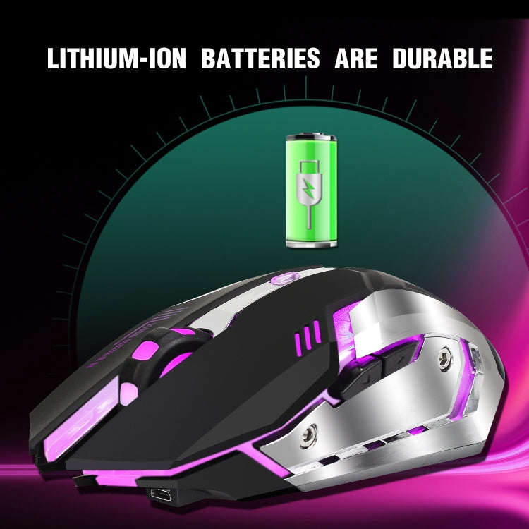 HXSJ M10 2,4 GHz 6 teclas USB recargable iluminación colorida ergonómico 2400DPI ratón óptico inalámbrico para juegos para computadoras de escritorio, M10
