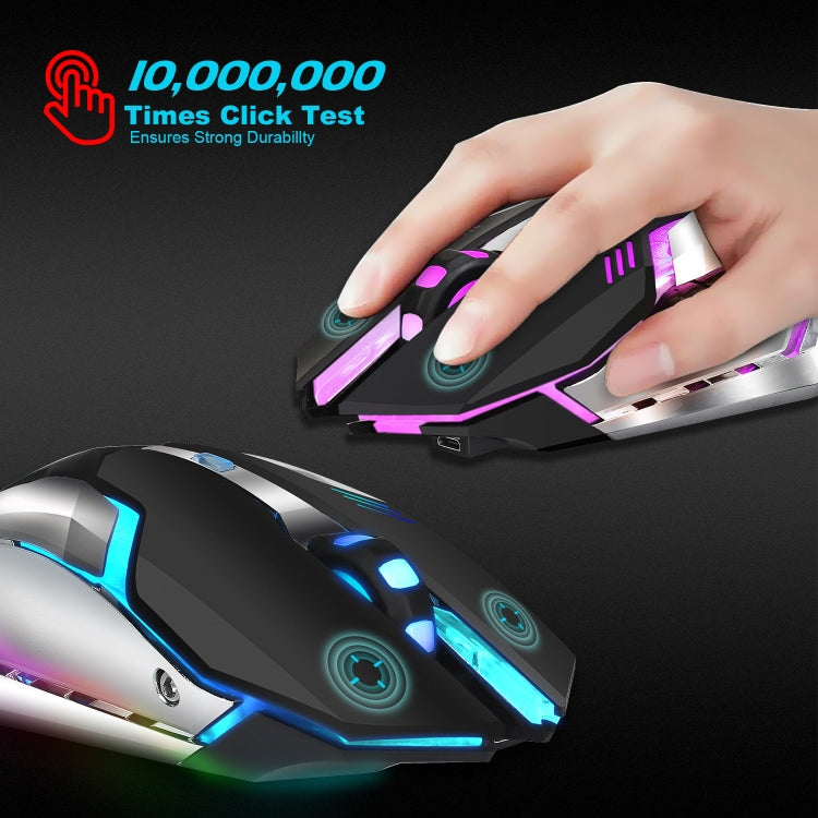 HXSJ M10 2,4 GHz 6 teclas USB recargable iluminación colorida ergonómico 2400DPI ratón óptico inalámbrico para juegos para computadoras de escritorio, M10