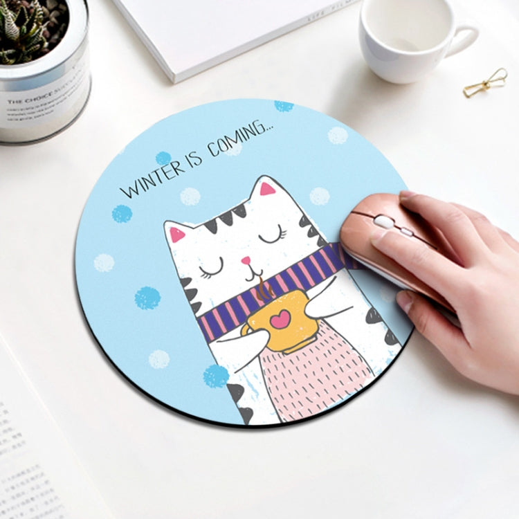 Alfombrilla de ratón circular con estampado de gato café, diámetro: 22 cm, Coffee Cat