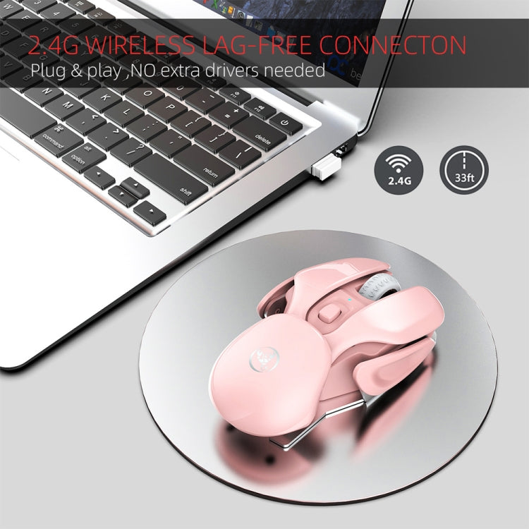 HXSJ T37 2.4GHz 1600dpi Ratón silencioso inalámbrico ajustable de 3 modos, T37 Black, T37 Pink