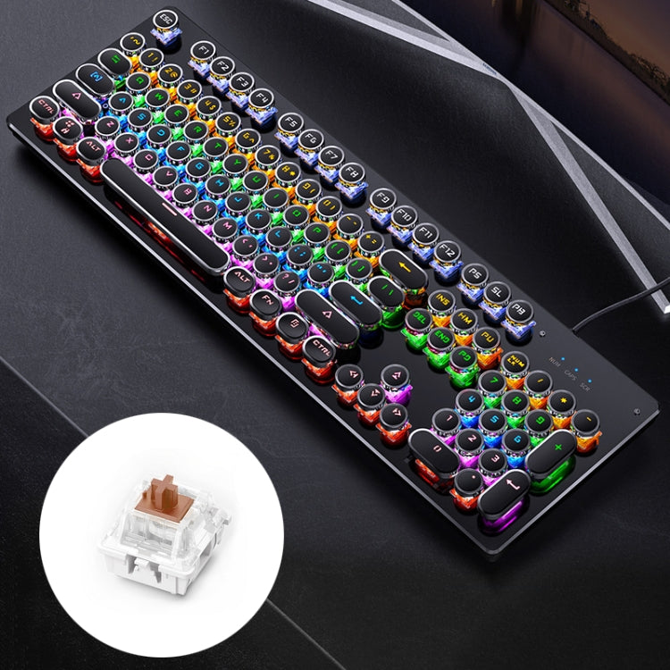 YINDIAO Teclado con cable para juegos mecánicos USB con luz mixta punk galvanizada, eje de té, Electroplating Punk,Tea Shaft (Black)