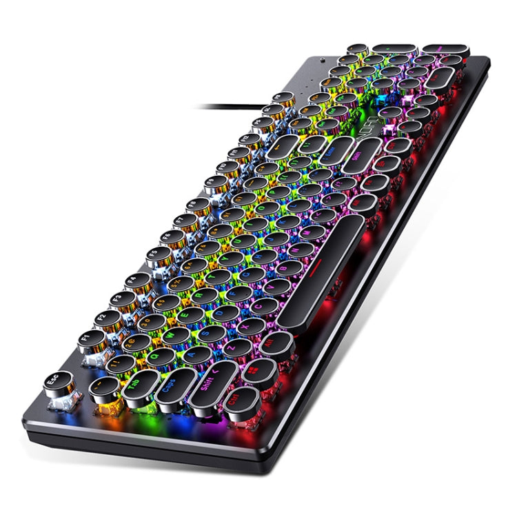 YINDIAO Teclado con Cable para Juegos mecánicos USB con luz Mixta Punk galvanizada, Eje Negro, Electroplating Punk,Black Shaft (Black)
