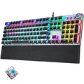 AULA F2088 108 teclas, teclado USB de Gaming con cable y botón de Metal, chapado en luz mixta, interruptor azul mecánico Punk, Blue Switch Silver