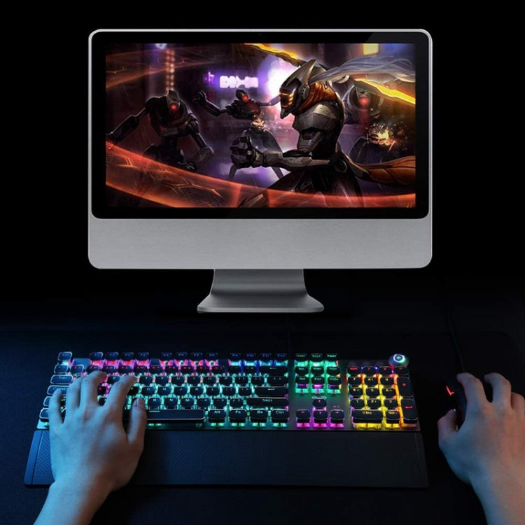 AULA F2088 108 teclas, teclado USB de Gaming con cable y botón de Metal, chapado en luz mixta, interruptor azul mecánico Punk, Blue Switch Silver