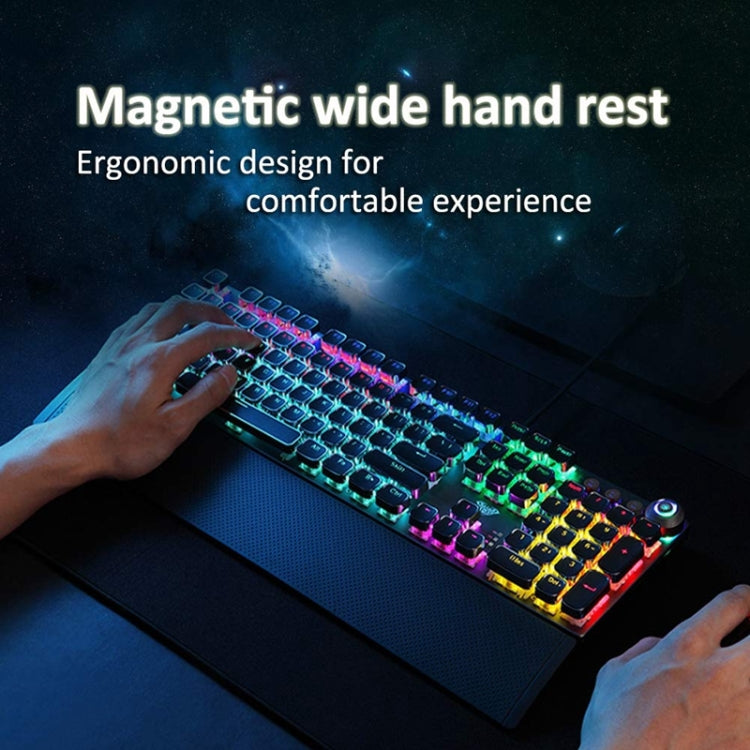 AULA F2088 108 teclas, teclado USB de Gaming con cable y botón de Metal, chapado en luz mixta, interruptor azul mecánico Punk, Blue Switch Silver
