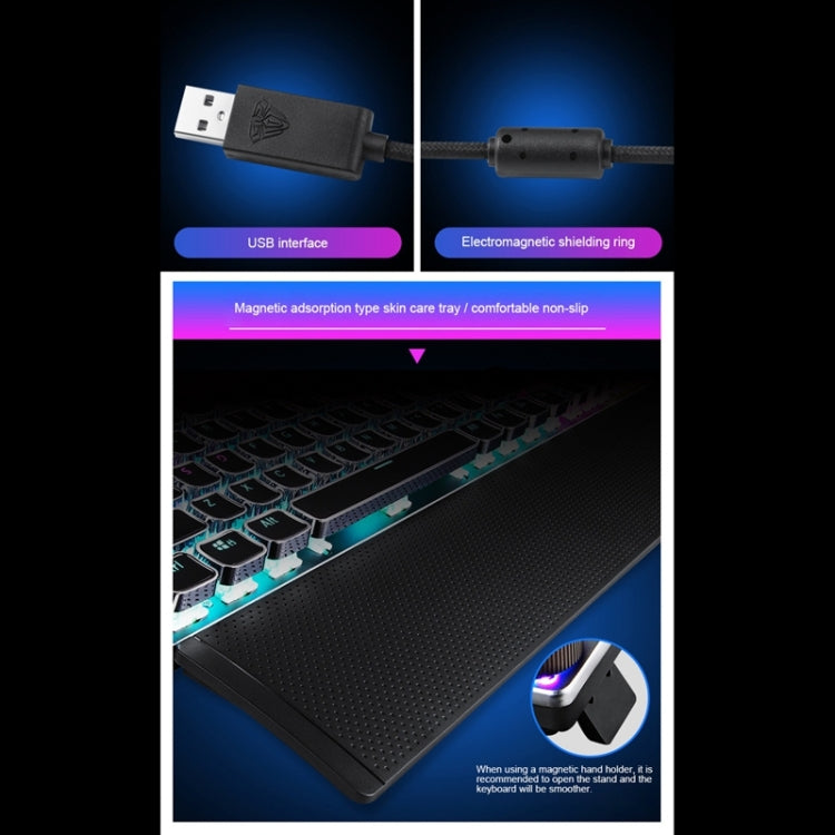 AULA F2088 108 teclas, interruptor azul mecánico de luz mixta, teclado USB para juegos con botón de Metal, Blue Switch Black