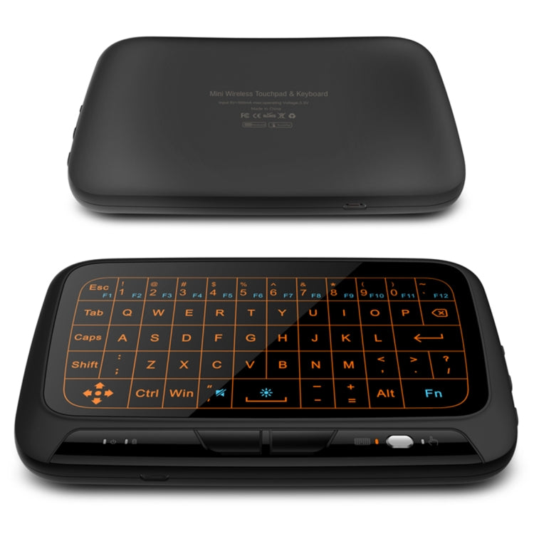 Mini teclado inalámbrico H18 + de 2,4 GHz, panel táctil completo con retroiluminación ajustable de 3 niveles (negro), H18+ Backlight Keyboard